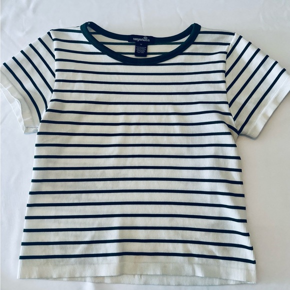 Women Striped Basic Cropped Knit Sweater - Picture 1 of 2